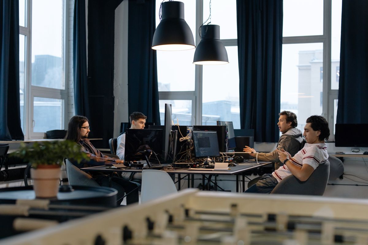 An open-plan office during the working day
